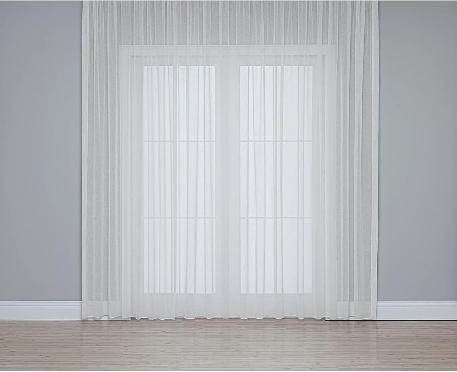 Gauze Fabric Design Linen Plus Tulle Curtain (Cream, 250 x 270)