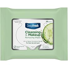 DeepFresh Cucumber Make-Up Removal Wipes - Gentle Cleansing for Face & Eyes | Removes Waterproof Makeup, Hydrates Skin | Pack of 3| Travel-Friendly, Dermatologist-Tested