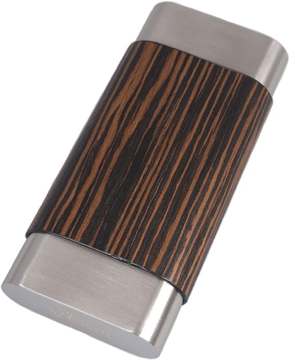 Visol Products VCASE788 Terran Ebony Wood & Steel Large Cigar Case