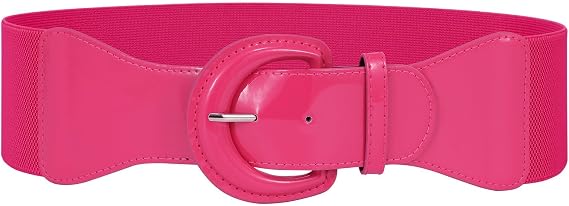 JASGOOD Women Wide Elastic Belts Vintage Chunky Buckle Patent Leather Belt
