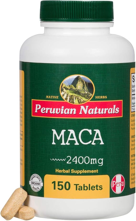 Organic Maca 150 Capsules Gelatinized Maca Root Powder from Peru, Supplement for Men & Women - Pack of 1