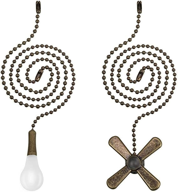 Ceiling Fan Pull Chain Extender, 24 inch Extra Long with Decorative Frosted Glass Bulb and Fan Cord,Fit All Standard 3mm Diameter Ceiling Fans (Antique)