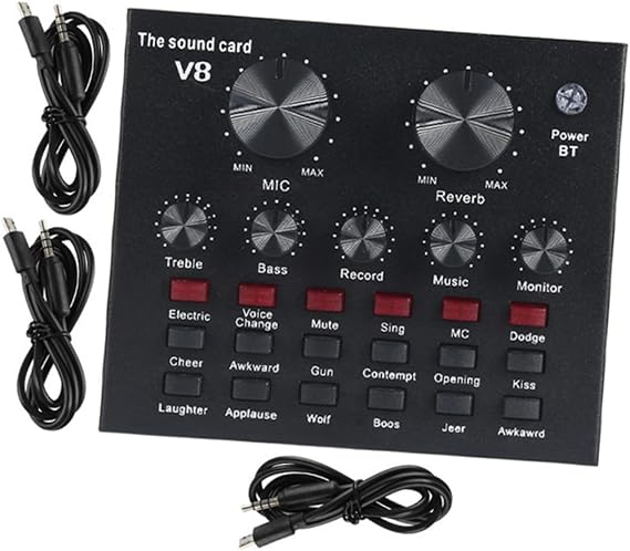 SUPVOX Professional Live Streaming Sound Card with Condenser Microphone Intelligent Tone Repair Electronic Effects Dj Mixer for Novice Streamers and Podcast Recording