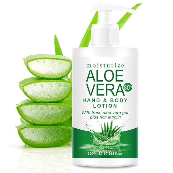 Organic Aloe Vera Gel for Face & Body, 10.14 Fl Oz Soothing & Hydrating Lotion, 80% Pure Aloe Gel Organic Moisturizer for Dry Skin, Lightweight Non-Greasy Formula