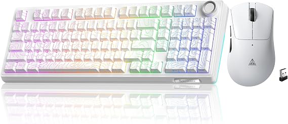 SOLAKAKA Mechanical Keyboard and Mouse (KI99PRO SM805,White)