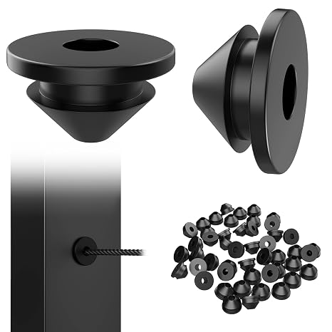 BLIKA 50 Pack Cable Railing Rubber Grommets for 1/8" 5/32" 3/16" Cables for Metal Cable Railing Posts, 1/8" Cable Railing Grommet, Cable Railing Protective Sleeves for Metal Posts, BL10-L