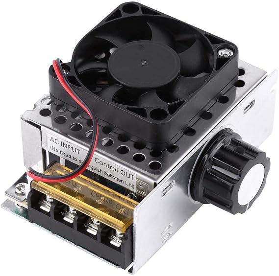Pulse Modulator With Fan, 4000W SCR Electronic Voltage Regulator Dimmer Temperature Controller Motor Speed Controlling Module Board with Cooling Fan