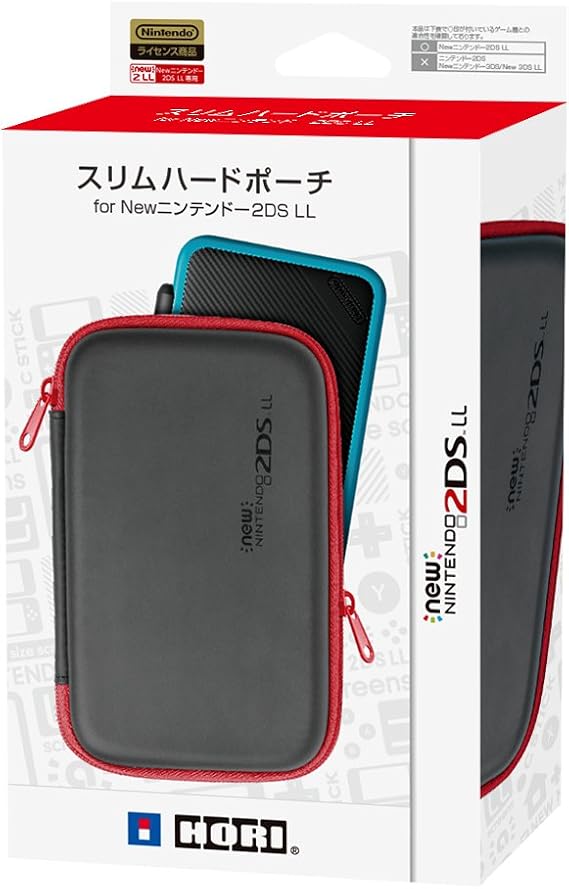 Slim Hard Pouch for New Nintendo 2DS LL, Black x Red