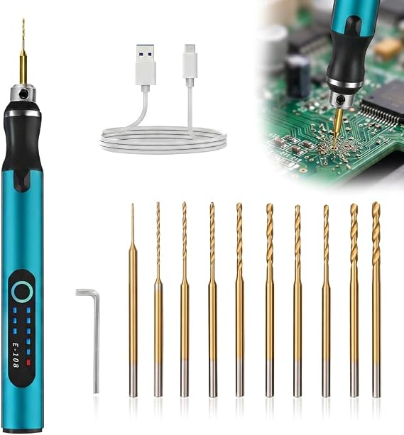 3-Speed Cordless Mini Drill Engraving Pen Kit with 10 Bits for Resin Wood