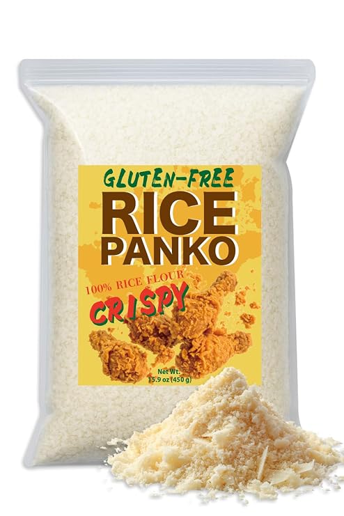 Gluten-Free & Wheat-Free Rice Flour Panko Made from Japanese Rice, Single Ingredient (100%), Light Extra-Crispy Panko-Style Coating for Frying, Baking & Air Fryer, Perfect for Tonkatsu & Light Tempura 15.9 oz (450g)
