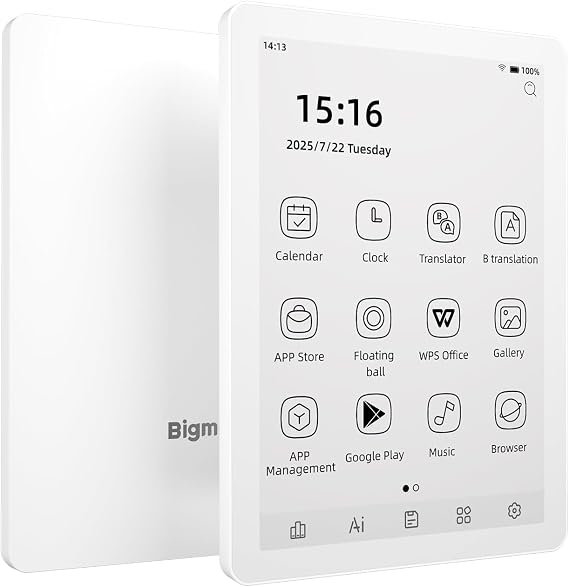 Bigme B6 e-Reader with B/W Display, 6" eReader with 2GB+32GB, E-Ink eBook Readers Android eReaders ePaper Tablet with Octa Core & Android 14 OS, Eink eReader Device with Adjustable Front Light White