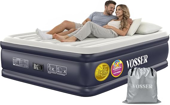 VOSSER Air Mattress Queen with Built-in Pump, Blow up Bed,18" Raised