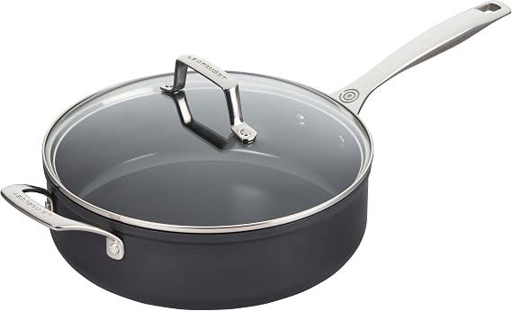 Le Creuset Essential Non-stick Ceramic Saute Pan with Glass Lid, 4 14 qt.
