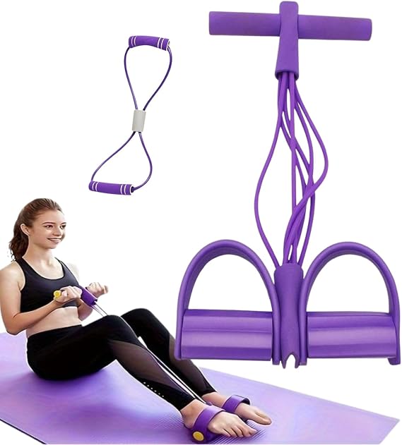 21Fitness Resistance Bands-6 Tube Pedal Ankle Puller with 8 Shape Resistance Band,Multifunction Tension Rope, for Strength Training, Tummy, Waist, Arm, Leg Slimming, Home Gym Exercise Equipment