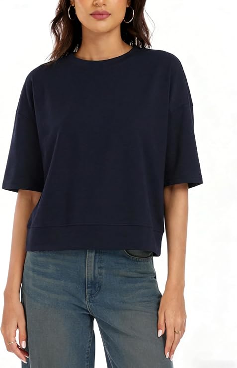 YOINS Short Sleeve T-Shirts for Women Oversized Crew Neck Soft Basic Tops