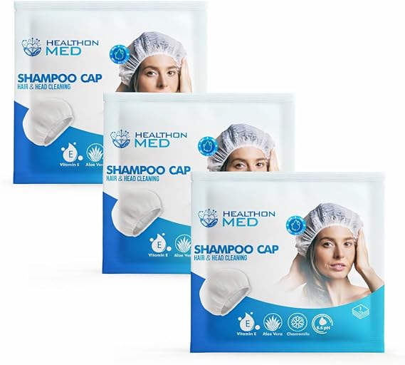 Su Kullanmadan Saç Temizleme Şampuan Bonesi (3'lü Paket)-Kamp, Seyahat ve Hasta Bakımı İçin Uygun, Durulama Gerektirmeyen Aloe Vera İçerikli Şaç Yıkama Bonesi