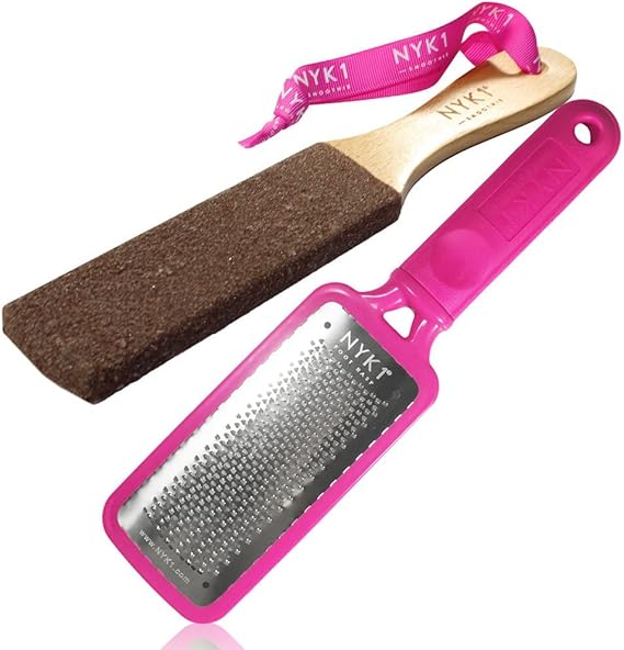NYK1 Pink MEGAFILE Foot File Pedicure Rasp THE Original with NYK1 Curved Smoothie Super Sharp Extra Large Micro Files MEGA File Skin Grater Remove Calloused Dry Rough Dead Skin in Seconds Add on Item