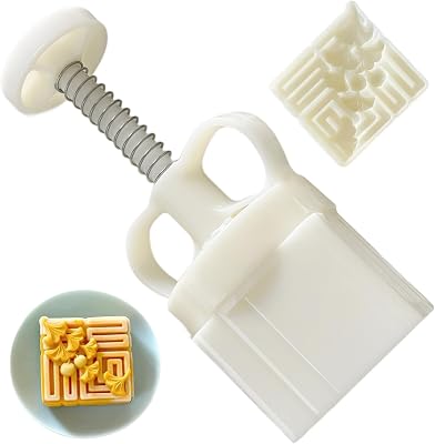 Mooncake Mould 75g Mooncake Press Mold, Hand Pressed Mold DIY Moon Cake Puff Press with Stamp Pastry Tool Flower Stamp Multifunctional Baking