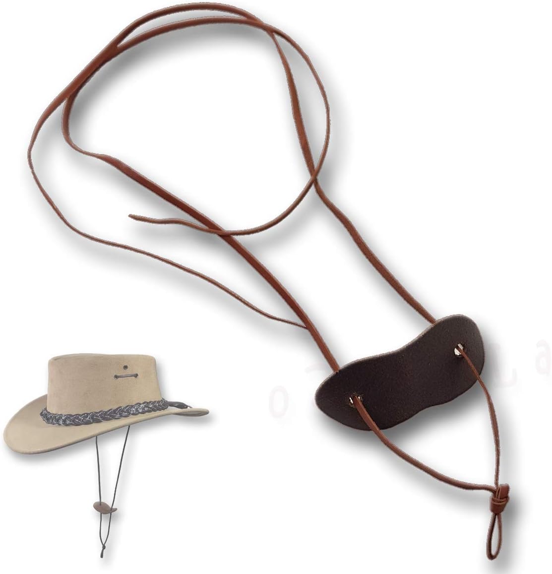 Oztrala~Chin-Strap Kangaroo Leather Stampede String Australian Mens Cowboy Hat Chinstrap US