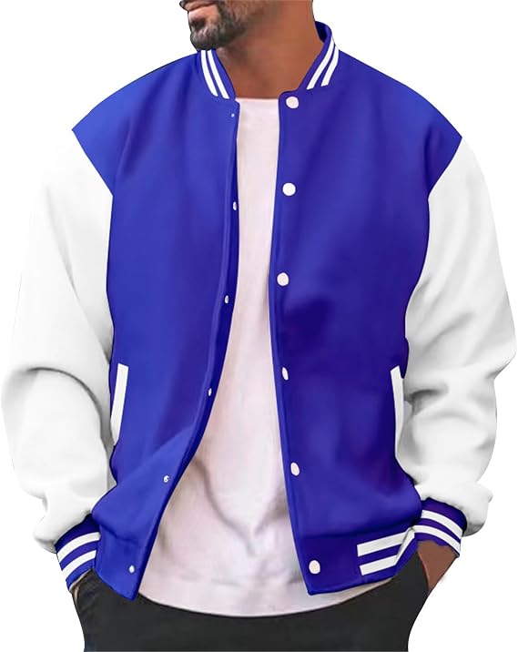 Baseball Jackets for Men and Teen Boys with Button Fashion Loose Fit Varsity Jacket Smart Casual Y2K Lightweight Streetwear Bomber Spring Fall Casual Cardigans for Going Out and Sports,