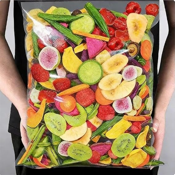 Mixed Fruit Vegetable Dried Snacks,Freeze-Dried Fruit Snacks,Okra Potato Strips,Leisure Food, Carrot, Peach Pineapple Mango Dried Snacks,Office Food,Dessert,Crispy Snack,Side Dish (5bags)