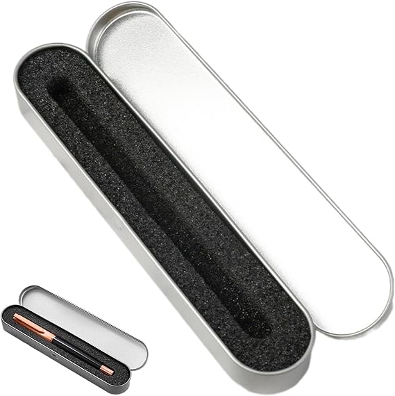 Ballpoint Pen Gift Box with Cushion - Metal Pen Case with Sponge Slot, Small Storage Box for Makeup Brushes