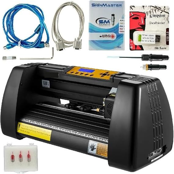Vinyl Cutter Machine 14 Inch - Windows Software - 3 Blades - 1 Pen Holder - Printer Cutting Plotter - Ideal for Advertisement - High Precision