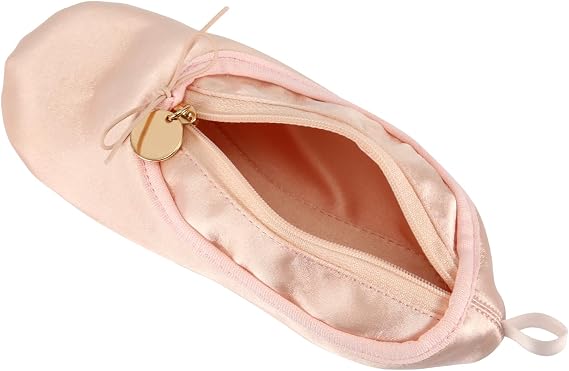 PEUTIER Ballet Shoe Makeup Bag, Pink Ballet Slipper Bag Dancer Cosmetic Bag Portable Ballet Pointe Shoe Makeup Pouch Organizer for Woman Girl Dancers Travel Gifts