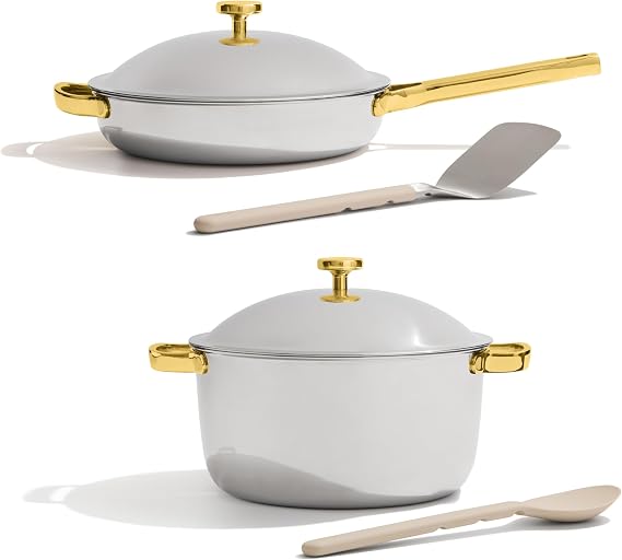 Our Place Titanium Pro Cookware Duo – Always Pan & Perfect Pot with Nonstick No-Coating Technology | Tri-Ply Titanium & Stainless Steel | Safe for Oven, Induction & All Cooktops up to 400°C | Gold