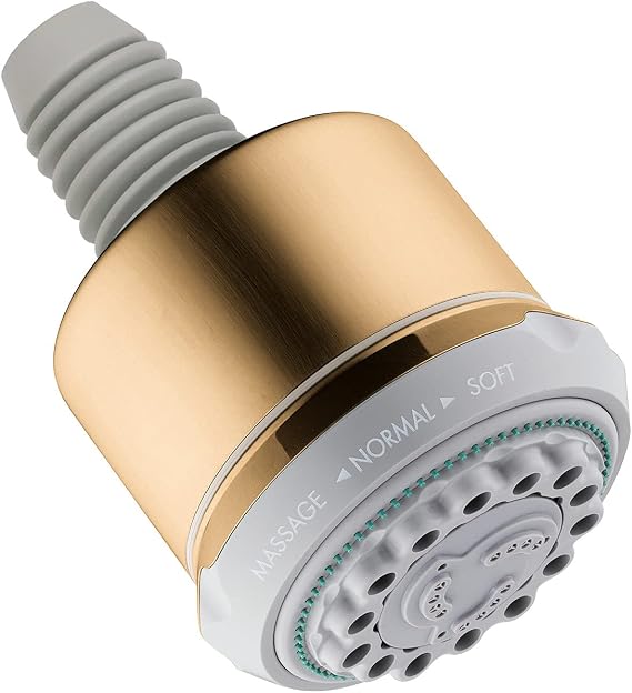 hansgrohe Clubmaster 4-inch Easy Clean Easy Install Showerhead Modern 3-Spray Full, Pulsating Massage, Soft spray with QuickClean in Brushed Bronze, 28496141
