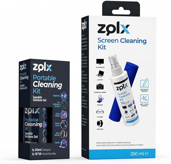 Zolx 30ml Taşınabilir Temizleme Kiti + Zolx 250ML Ekran Temizleme Seti Lcd, Led, Ekran, Laptop, Tablet, Bilgisayar, Televizyon, Cep Telefonu