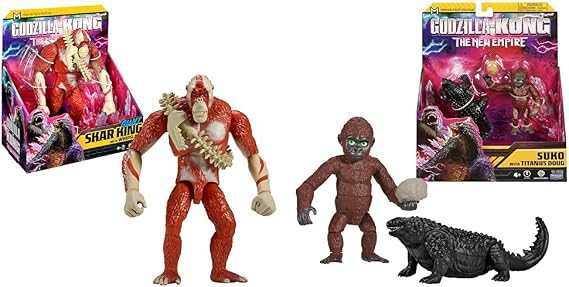MonsterVerse Godzilla x Kong: The New Empire, 11-Inch Giant Skar King Action Figure Toy & Godzilla x Kong: The New Empire, 3.5-Inch Suko and Titanus Doug Action Figure Toys