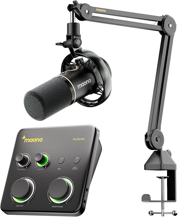 MAONO PD200WS & P1 Studio Recording Equipment Include Interface & Microphone for Create
