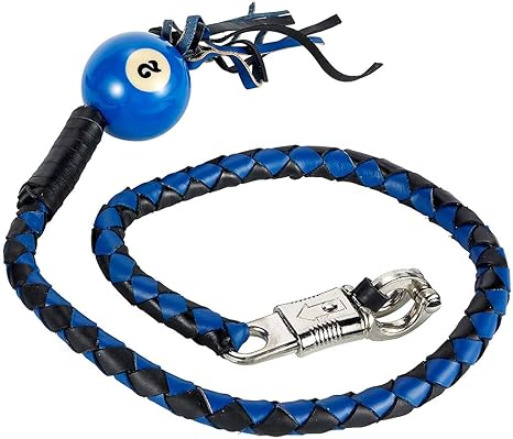 42" Long 1/2 Diameter Blue and Black Motorcycle Get Back Whip with NO. 2 Pool Ball