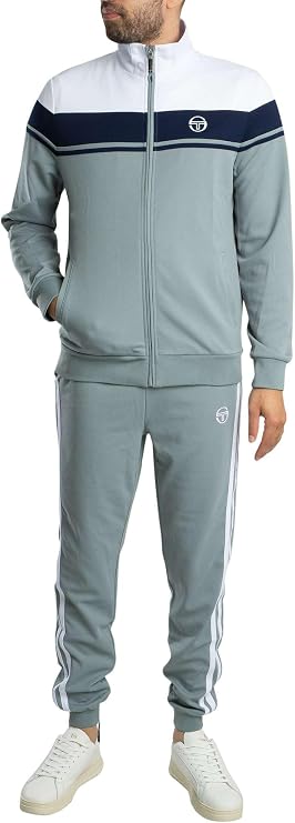 Sergio Tacchini Men's Damarindo Tracksuit, White/Maritime Blue/Lead, XL