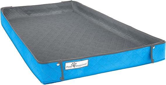 Paw Inspired Critter Box Washable Reversible Guinea Pig Cage Liner with Raised Sides C&C 2x3, Gray/Blue