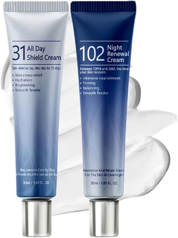 31 All-Day Shield Cream & 102 Night Renewal Cream Set, For All Skin Types