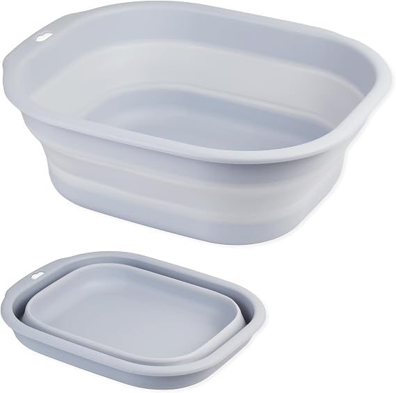 Katlanabilir Lavabo Seti, Katlanabilir Küçük Orta Boy Lavabo, Çamaşırhane, Şişeler, Seyahat, Kamp için Taşınabilir Plastik Lavabo (Açık Mavi)