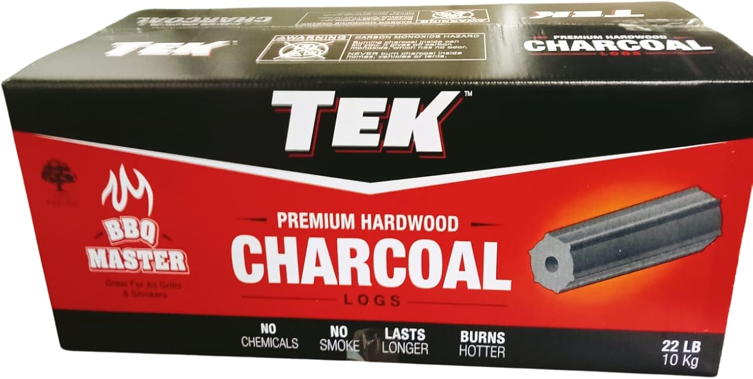 TEK Premium BBQ Grilling Binchotan Alternative Ogatan Sawdust Charcoal, 22lbs -100% Hardwood Charcoal Logs, BBQ Master/Restaurant Grade