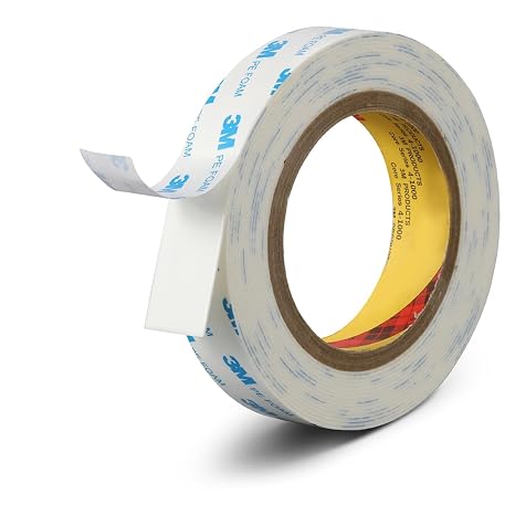 Double Sided Tape Heavy Duty,1in x 16.5Ft Wall Picture Hanging Tape | PE Foam Mounting Tape Vibration Resistant | for Indoor/Outdoor, Wall Picture/Poster | Non-Destructive Paint Wall ,White