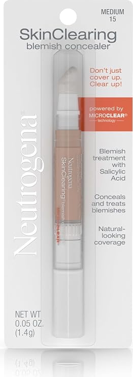 Neutrogena SkinClearing Blemish Concealer Face Makeup, Medium 15, .05 oz