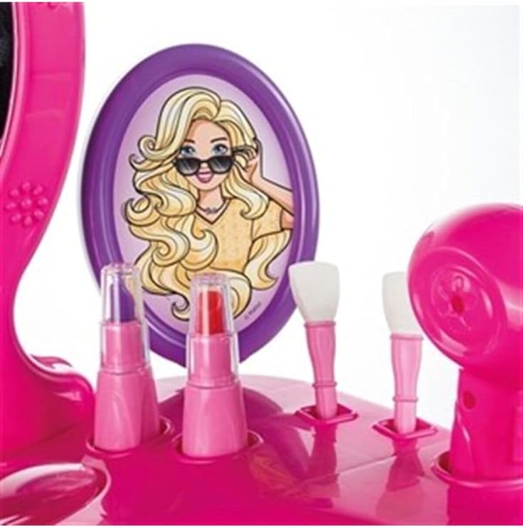 Barbie Dolu 1609 Oyuncak Ayaklı Makyaj Masası Ve Sandalye Seti Aksesuarları