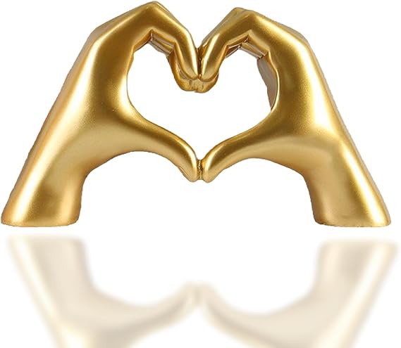 Heart Hands Sculpture,Room Decor for Living Room, Bedroom, Bookshelf, Love Finger Modern Statue for Wedding Decorations,Unique Birthday for Women and Girls