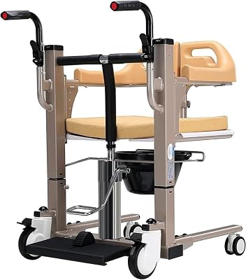 Hydraulic Lift Wheelchair for Home, Portable Patient Lift Patient Transfer Lifter with 180 Split Seat Bedside Commode Shower Chair Transport Chair for Home Use 290Lb Weight Capacity