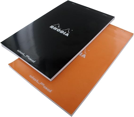 Rhodia No.19 8.25 x 12, 80 Sheet, Dot Paper Pad, Black & Orange (R19559-R19558)