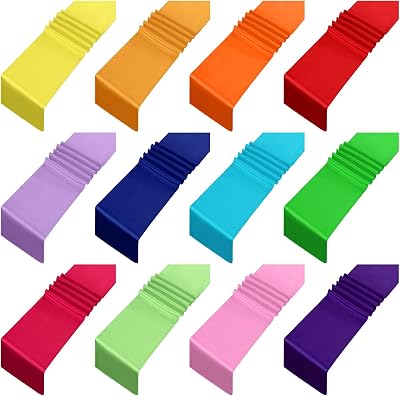 Kinlop Satin Colorful Table Runners 12 x 108 Inch Silk Table Runner for Party Chair Sashes Wedding Banquet Graduations Birthday Reception Decoration, Multi ColorBright Color, 12 Pcs