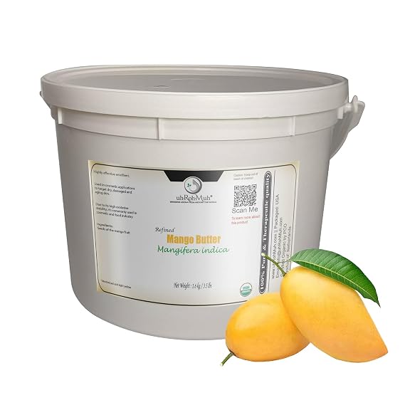 Organic Mango Butter | Refined | Softening Moisturizing Natural Ingredient for Lotions Creams Balms DIY Skincare Hair and Beauty Formulations Netherlands - Net Wt. 1.6 kg / 3.5 lb