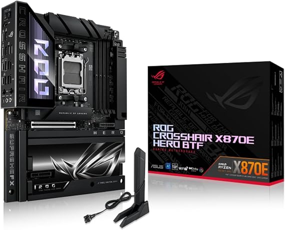 ASUS ROG CROSSHAIR X870E HERO BTF (Socket AM5/X870E/DDR5/S-ATA 6Gb/s/ATX) | AM5, ATX, AMD X870E, DDR5 up to 256GB, PCIe 5.0 x16, USB4 40Gbps, WiFi 7, 5Gb LAN, BTF design, hidden connectors
