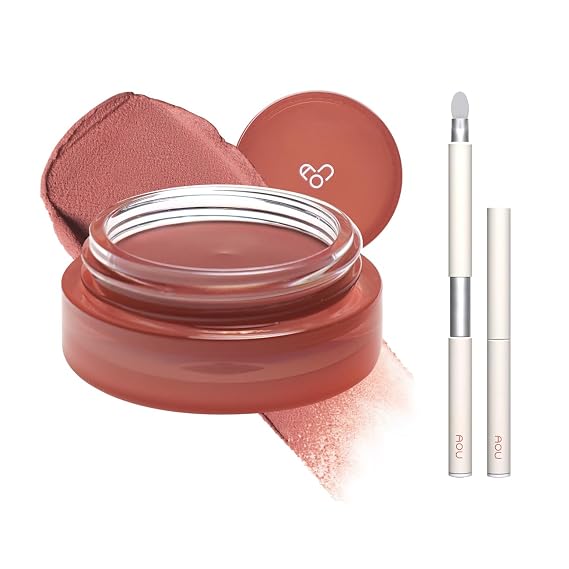 AOU FLOOFY MATTE BALM x Lip Brush - 01 Coral Balm & Silicone Tip Brush |