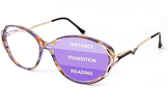 OKH Women's Reading Glasses - Progressive Multifocus Readers Blue Light Blocking Multifocal Transition Reading Glasses